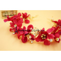 Alta qualidade Handmade Red Sok Flower Beaded Headband / Acessórios para cabelo de casamento